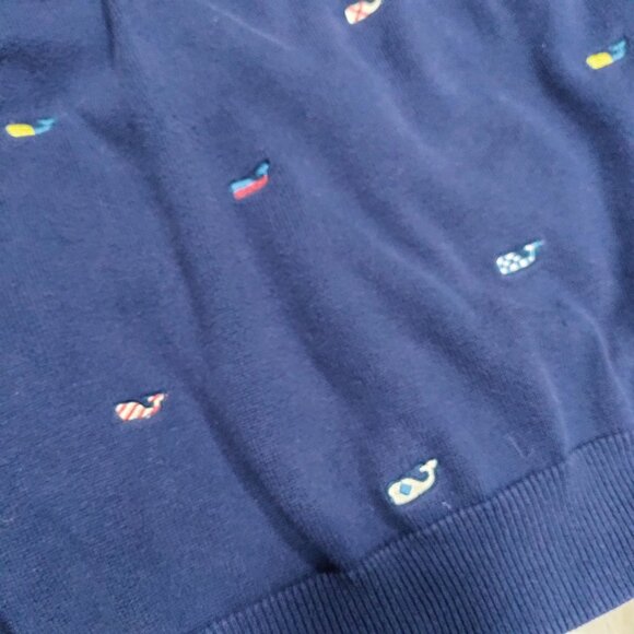 Vineyard Vines Navy Blue Whale Embroidered Preppy Hipster Sweater Men's Medium - Picture 5 of 13
